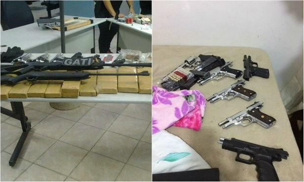 Com o suspeito, foram encontradas grande quantidade de drogas, armas e munição  / Foto: Divulgação/PM-PE