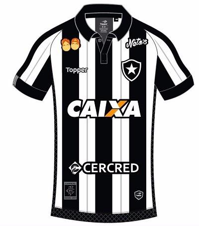 Camisa do Botafogo para a partida de segunda. Nome "Neto's" aparece em cima do escudo do clube (Imagem: Reprodução)