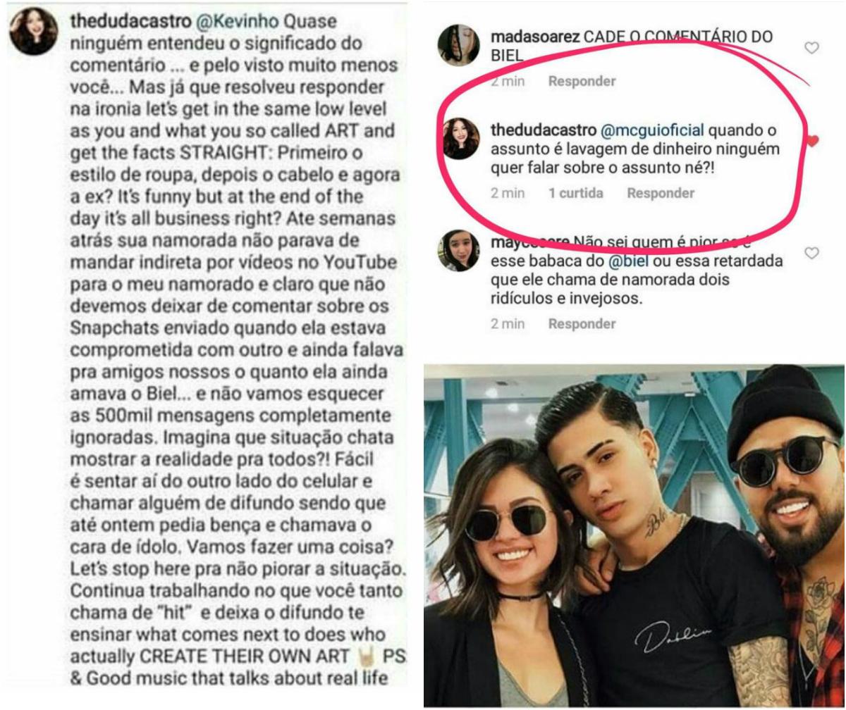 Olha a confusão envolvendo Biel, MC Kevinho, Flavia Pavanelli e Eduarda Castro (Imagens: Reprodução/ Instagram)