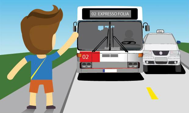 Para evitar transtornos na hora de estacionar, orientação é ir de ônibus para a folia / Ilustração: Guilherme Castro/NE10