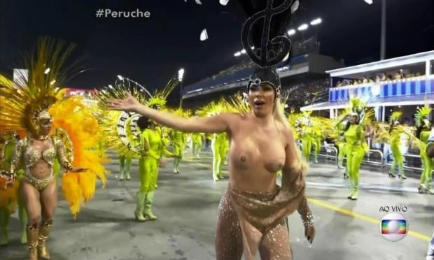 Juliana Isen causou polêmica no desfile da Unidos do PEruche / Foto: Reprodução/TV Globo