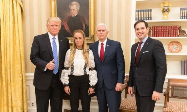 Trump postou uma foto com Lilian Tintori, esposa de Leopoldo López / Foto: Reprodução/Twitter